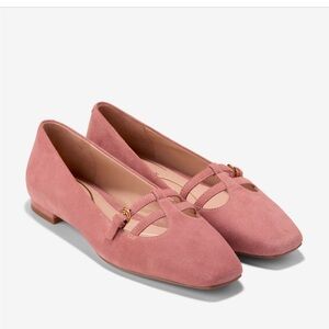 Cole Haan Brigid square toe Pink Suede Mary Jane Women's Flats
